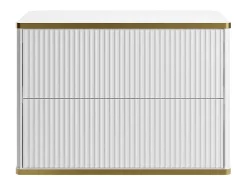 Meuble sous vasque suspendu strié liseré doré - Blanc - L80 cm - KELIZA