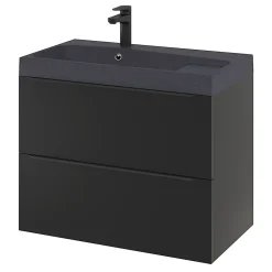 Meuble sous vasque suspendu noir mat l.80 x H.60 x P.45 cm, GoodHome Imandra