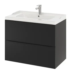 Meuble sous vasque suspendu noir mat l.80 x H.60 x P.45 cm, GoodHome Imandra