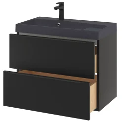 Meuble sous vasque suspendu noir mat l.80 x H.60 x P.45 cm, GoodHome Imandra