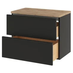 Meuble sous vasque suspendu noir mat l.80 x H.60 x P.45 cm, GoodHome Imandra