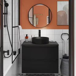 Meuble sous vasque suspendu noir mat l.80 x H.60 x P.45 cm, GoodHome Imandra