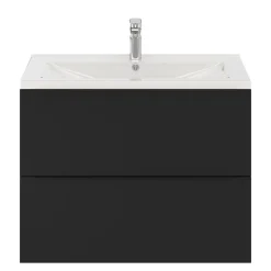 Meuble sous vasque suspendu noir mat l.80 x H.60 x P.45 cm, GoodHome Imandra
