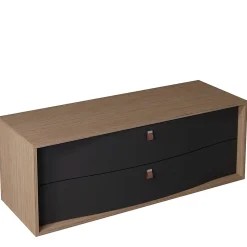 Meuble sous vasque suspendu noir mat 2 tiroirs l.140 x H.50 x P.50 cm, Decotec Havana