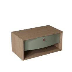Meuble sous vasque suspendu vert fougère mat 1 tiroir l.90 x H.40 x P.50 cm, Decotec Havana