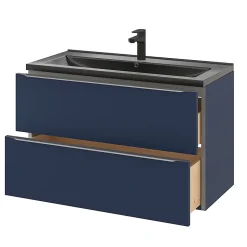Meuble sous vasque suspendu bleu nuit mat l.100 x H.60 x P.45 cm, GoodHome Imandra