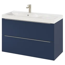 Meuble sous vasque suspendu bleu nuit mat l.100 x H.60 x P.45 cm, GoodHome Imandra
