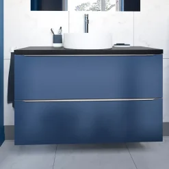 Meuble sous vasque suspendu bleu nuit mat l.100 x H.60 x P.45 cm, GoodHome Imandra