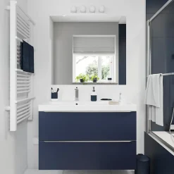 Meuble sous vasque suspendu bleu nuit mat l.100 x H.60 x P.45 cm, GoodHome Imandra
