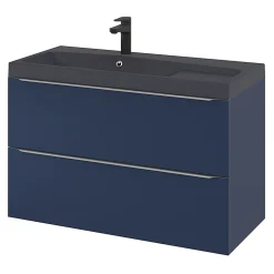 Meuble sous vasque suspendu bleu nuit mat l.100 x H.60 x P.45 cm, GoodHome Imandra