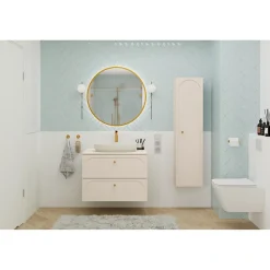 Meuble sous vasque TORNADO 80 cm 2 tiroirs Finition sable Style contemporain