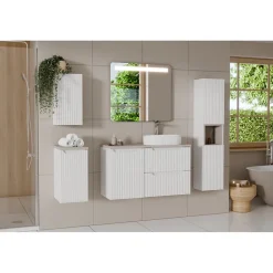 Meuble sous vasque VANO 2 tiroirs Blanc alpin L60 x P39 x H57 cm Meuble suspendu
