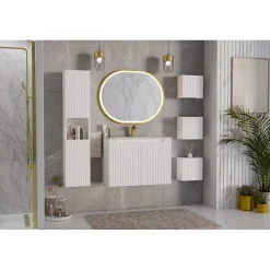 Meuble sous vasque VANO 2 portes Blanc alpin L60 x P39 x H57 cm Meuble suspendu