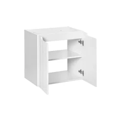 Meuble sous vasque VANO 2 portes Blanc alpin L60 x P39 x H57 cm Meuble suspendu