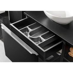Meuble sous vasque VANTA 80 cm noir Meuble suspendu avec 2 tiroirs