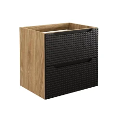 Meuble sous vasque VELNIA 2 tiroirs 60 cm Coloris chene clair et noir Meuble suspendu