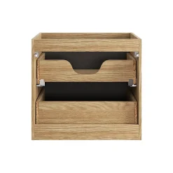 Meuble sous vasque VELNIA 2 tiroirs 60 cm Coloris chene clair et noir Meuble suspendu