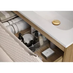 Meuble sous vasque YOKA Beige et chene clair 90 cm