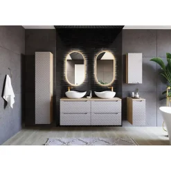 Meuble sous vasque YOKA Beige et chene clair 70 cm