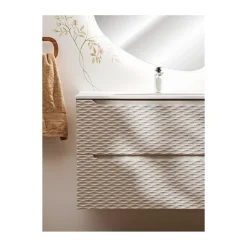 Meuble sous vasque YOKA Beige et chene clair 70 cm