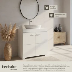 Meuble sous-lavabo 2 compartiments avec 2 portes battantes blanc