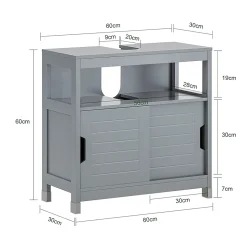 Meuble sous-Lavabo Meuble de Salle de Bain Vasque 2 Portes coulissantes, FRG128-SG, SoBuy