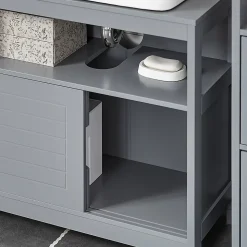 Meuble sous-Lavabo Meuble de Salle de Bain Vasque 2 Portes coulissantes, FRG128-SG, SoBuy