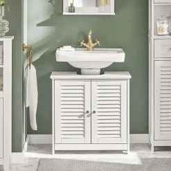 Meuble sous-Lavabo Meuble de Salle de Bain - 2 Portes, FRG237-II-W, SoBuy