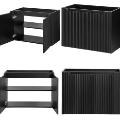 Meuble sous-lavabo NEWPORT avec 2 portes 80 x 60 x 40 cm noir en.casa