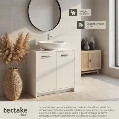 Meuble sous-lavabo spacieux avec capacité de charge de 20 kg blanc