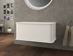 Meuble sous-vasque à suspendre l.95 cm avec plan de toilette, blanc mat, Idra