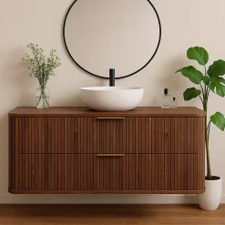 Meuble sous-vasque à suspendre GLAMOUR coloris noyer foncé 120 cm