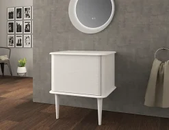 Meuble sous-vasque à suspendre l.61 cm avec plan de toilette et pieds H.29 cm, blanc mat, Idra