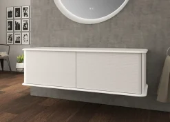 Meuble sous-vasque à suspendre l.141 cm avec plan de toilette, blanc mat, Idra