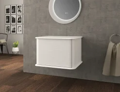 Meuble sous-vasque à suspendre l.61 cm avec plan de toilette, blanc mat, Idra