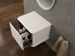 Meuble sous-vasque à suspendre l.61 cm avec plan de toilette, blanc mat, Idra