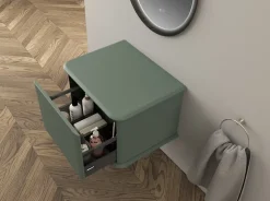 Meuble sous-vasque à suspendre l.61 cm avec plan de toilette, vert mat, Idra