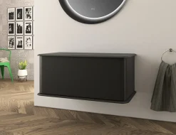 Meuble sous-vasque à suspendre l.95 cm avec plan de toilette, noir mat, Idra
