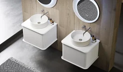 Meuble sous-vasque à suspendre l.61 cm avec plan de toilette et vasque à poser, blanc mat, Idra