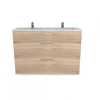 Meuble sous-vasque 3 tiroirs MARBELLA 120 cm + vasque / Décor Chêne blanchi
