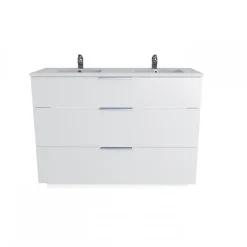 Meuble sous-vasque 3 tiroirs MARBELLA 120 cm + vasque / Blanc