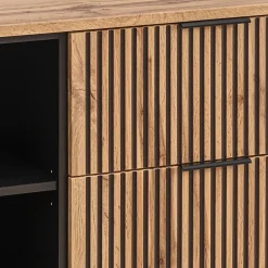 Meuble sous-vasque 140cm 2 niches Gaia Bois et Noir