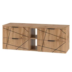 Meuble sous-vasque 140cm 2 niches plan de toilette Teren Bois