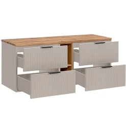 Meuble sous-vasque 140cm 2 niches Adriel Cachemire et Bois