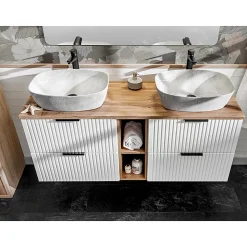 Meuble sous-vasque 140cm 2 niches Adriel Blanc