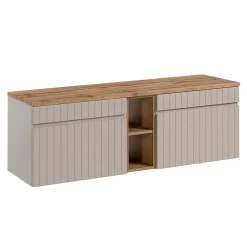 Meuble sous-vasque 140cm 2 niches Zelie Cachemire et Bois