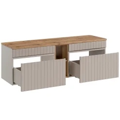 Meuble sous-vasque 140cm 2 niches Zelie Cachemire et Bois