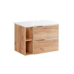 Meuble sous-vasque 80cm 2 niches April Bois et Blanc