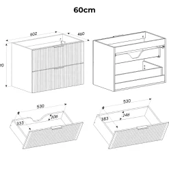Meuble sous-vasque 80cm 2 niches Adriel Blanc