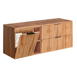 Meuble sous-vasque 140cm 2 niches panier à linge Adriel Bois